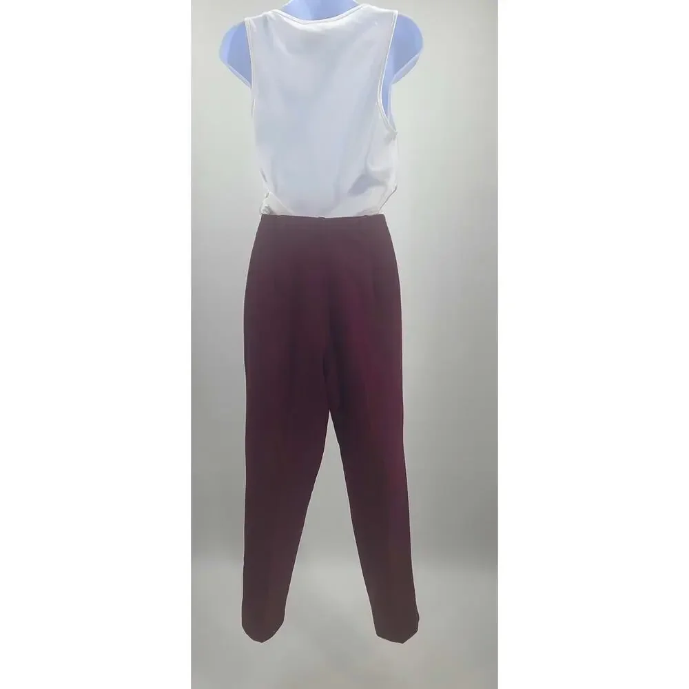 Fundamental Things Petites Vintage Wool pleated pants burgundy Size 4 Preppy - Picture 2 of 7